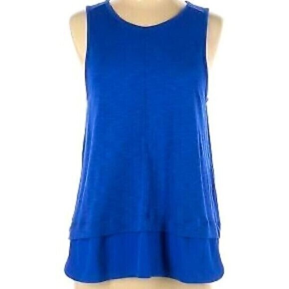 J.Crew Factory Blue Sleeveless Pullover Keyhole Back Ruffle Blouse Size XS - Picture 1 of 6